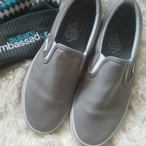 grey slip on vans